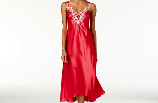 red sateen night gown