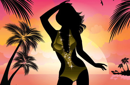 silhouette of woman in swimwear